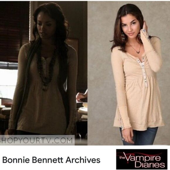 Free People Henley Bonnie Bennett TVD Sz M ASO Vampire Diaries Iconic Crochet - Picture 1 of 10